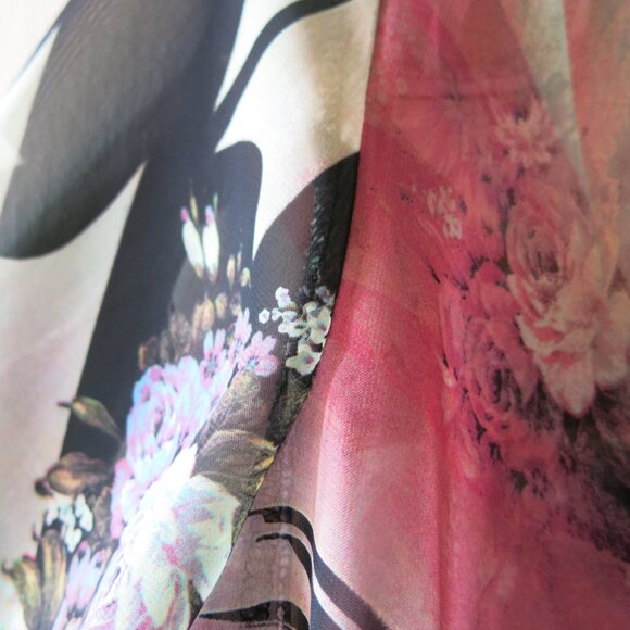 Vintage Status by Chenault Floral Roses Bohemian Chiffon Open Cardigan Sz. L - Picture 16 of 16